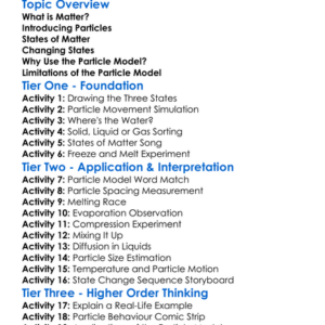Particle Model Of Matter Worksheet Activity Booklet