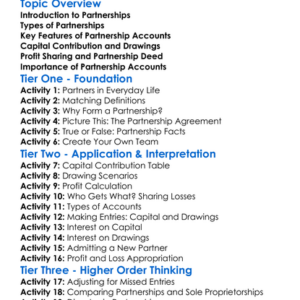 Partnership Accounts Basics Worksheet Activity Booklet