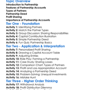 Partnership Accounts Worksheet Activity Booklet