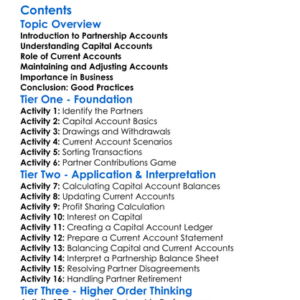 Partnership Capital And Current Accounts Worksheet Activity Booklet