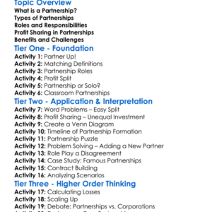 Partnership Worksheet Activity Booklet