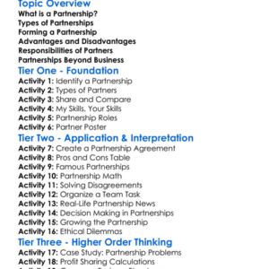 Partnerships Worksheet Activity Booklet