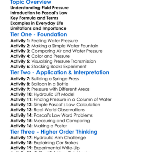 Pascals Law Worksheet Activity Booklet