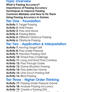 Passing Accuracy Worksheet Activity Booklet