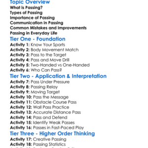 Passing In Sports Worksheet Activity Booklet