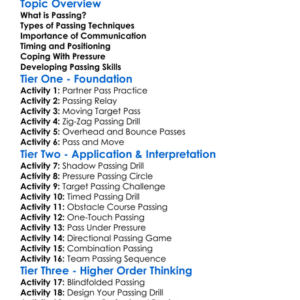 Passing Techniques Worksheet Activity Booklet