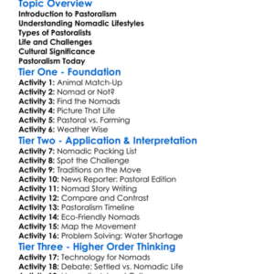 Pastoralism And Nomadic Lifestyles Worksheet Activity Booklet