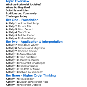 Pastoralist Societies Worksheet Activity Booklet