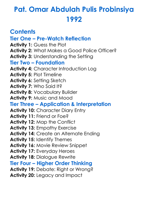 Pat Omar Abdulah Pulis Probinsiya 1992 Worksheet Activity Booklet