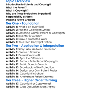 Patent And Copyright Basics Worksheet Activity Booklet