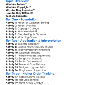 Patent And Copyright Worksheet Activity Booklet