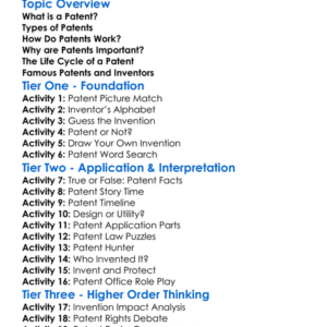 Patent Basics Worksheet Activity Booklet