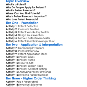 Patent Research Worksheet Activity Booklet