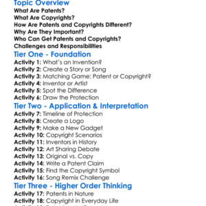 Patents And Copyrights Worksheet Activity Booklet