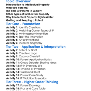 Patents And Intellectual Property Worksheet Activity Booklet