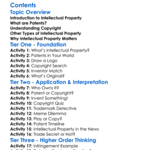 Patents Copyright And Intellectual Property Worksheet Activity Booklet