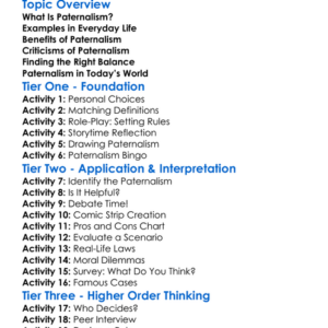 Paternalism Worksheet Activity Booklet