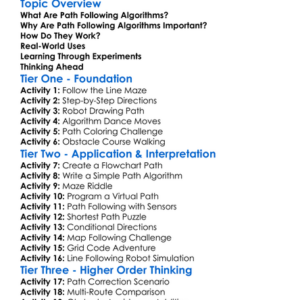 Path Following Algorithms Worksheet Activity Booklet