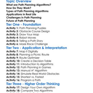 Path Planning Algorithms Worksheet Activity Booklet