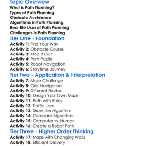 Path Planning Worksheet Activity Booklet