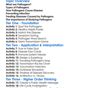 Pathogens And Disease Worksheet Activity Booklet