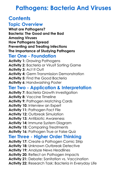 Pathogens Bacteria And Viruses Worksheet Activity Booklet