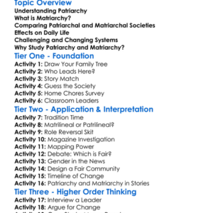 Patriarchy And Matriarchy Worksheet Activity Booklet