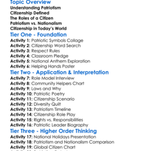 Patriotism And Citizenship Worksheet Activity Booklet