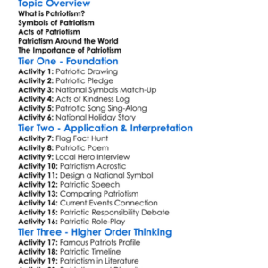 Patriotism Worksheet Activity Booklet