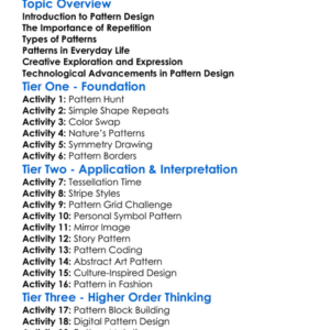 Pattern Design Worksheet Activity Booklet