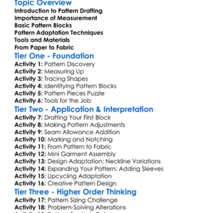 Pattern Drafting And Adaptation Worksheet Activity Booklet
