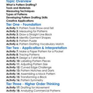 Pattern Drafting Basics Worksheet Activity Booklet