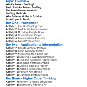 Pattern Drafting Fundamentals Worksheet Activity Booklet