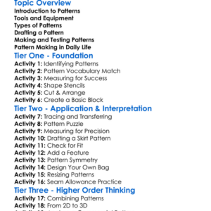 Pattern Making And Drafting Worksheet Activity Booklet