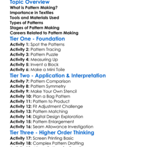 Pattern Making In Textiles Worksheet Activity Booklet
