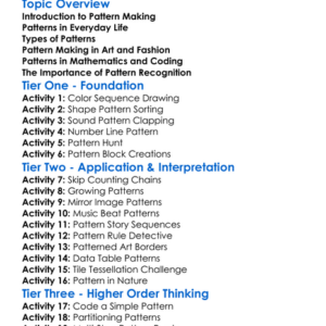 Pattern Making Worksheet Activity Booklet