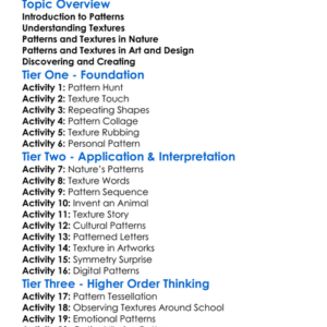 Patterns And Textures Worksheet Activity Booklet