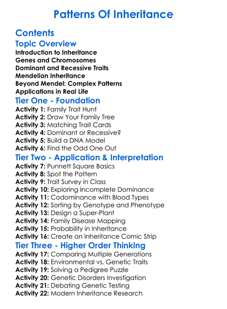 Patterns Of Inheritance Worksheet Activity Booklet
