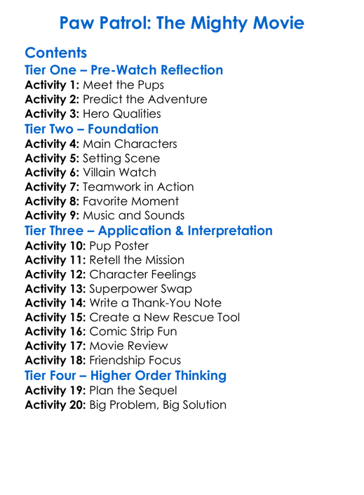 Paw Patrol The Mighty Movie Worksheet Activity Booklet