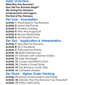 Pax Romana Worksheet Activity Booklet