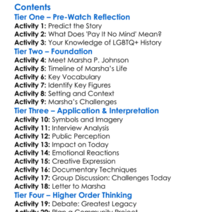 Pay It No Mind Marsha P Johnson 2012 Worksheet Activity Booklet