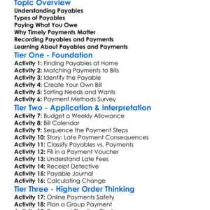 Payables And Payments Worksheet Activity Booklet