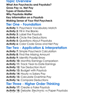 Paychecks And Paystubs Worksheet Activity Booklet