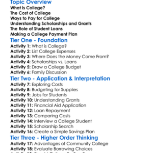 Paying For College Worksheet Activity Booklet