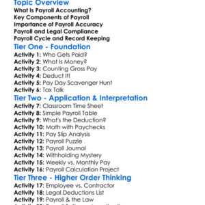 Payroll Accounting Worksheet Activity Booklet