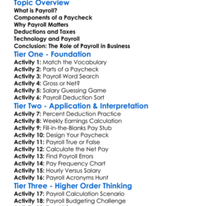 Payroll Basics Worksheet Activity Booklet