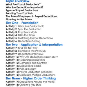 Payroll Deductions Worksheet Activity Booklet