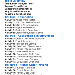 Payroll Taxes And Deductions Worksheet Activity Booklet