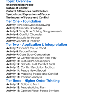Peace And Conflict In Cultures Worksheet Activity Booklet