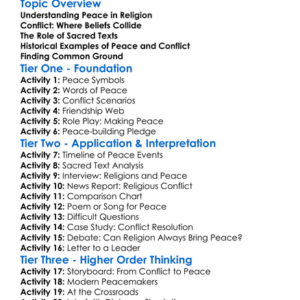 Peace And Conflict In Religion Worksheet Activity Booklet